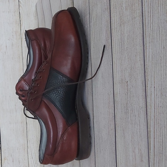 NWOB FootJoy Spikeless Golf Oxford Lace Up Shoes Brown And Black Size 10 - Picture 5 of 10